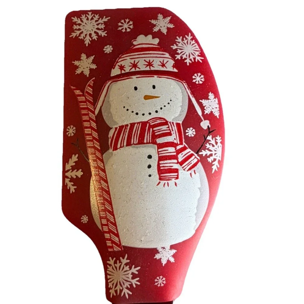 Sur la Table‎ Tovolo Snowman Silicone Spatula Scraper Red Wood Handle 13”